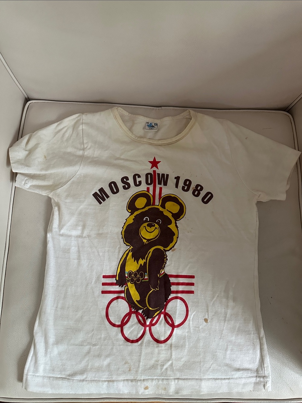 Kids White Moscow 1980 Olympic Bear Graphic Tee